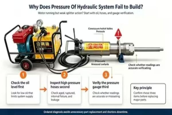 splitter operation problems hydraulic pressure fails to build