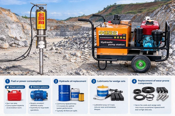 Recurring operational costs in mining projects splitter machine consumable cost infographic